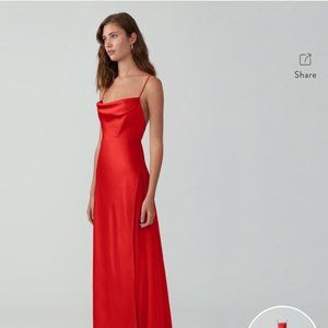 Fame and Partner's Strappy Draped Gown in Rust